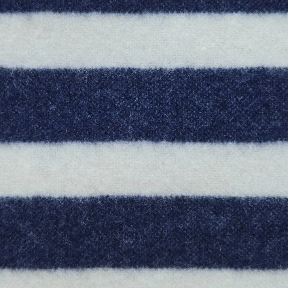 NWOT J. Crew Cream Wool Scarf with Navy Stripes - Picture 6 of 10